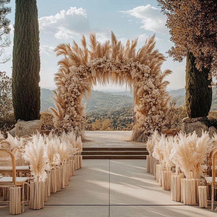 Pampas grass wedding arch boho style