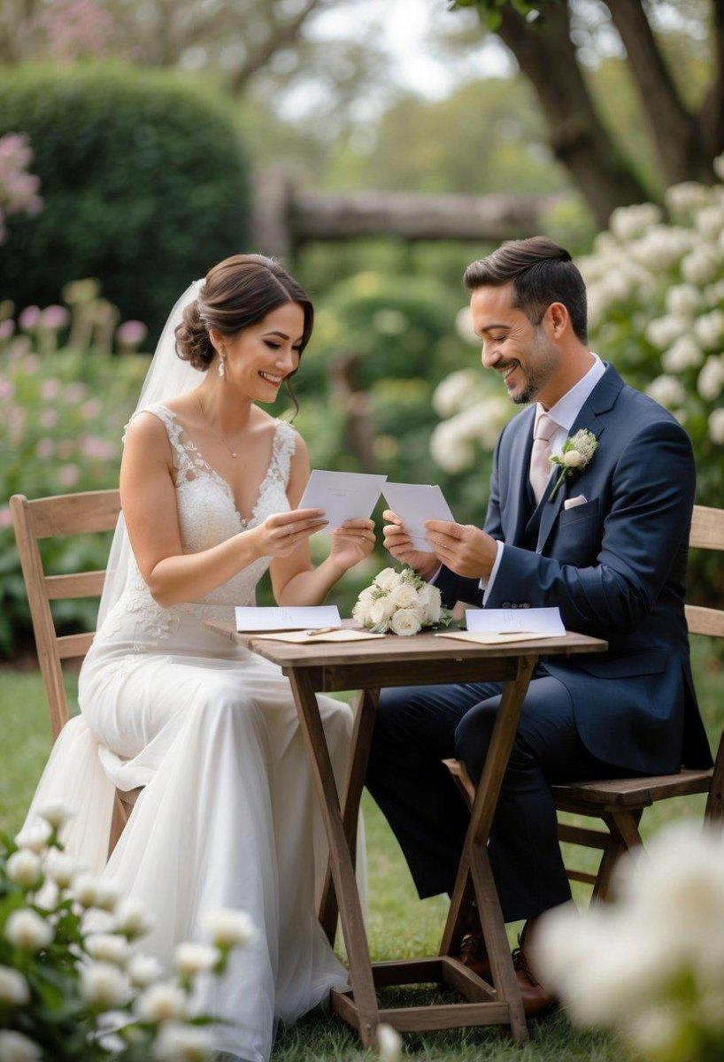 Handwritten wedding vows card