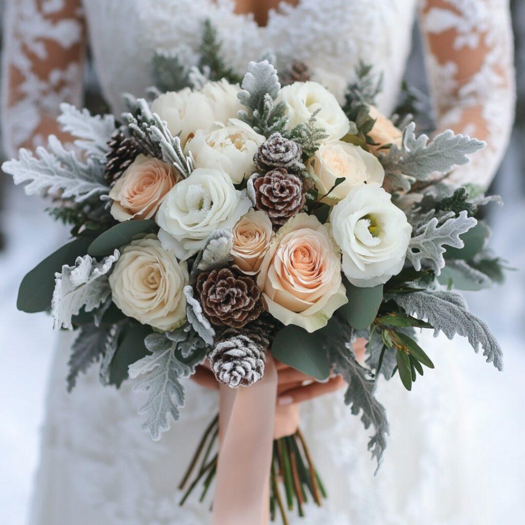 Romantic candlelight winter bouquet