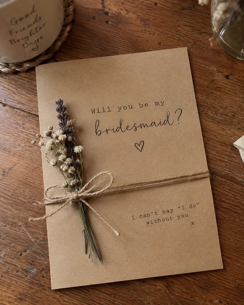 Rustic kraft paper bridesmaid card