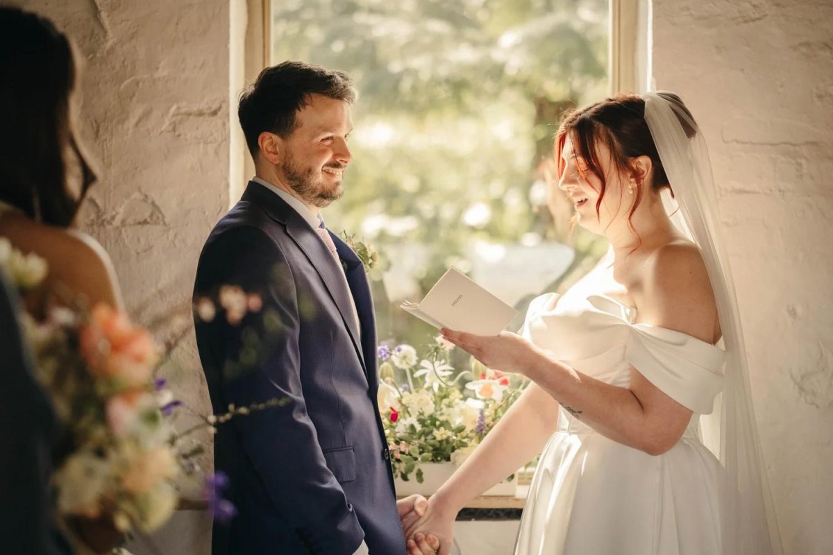 Couple sharing short wedding vows