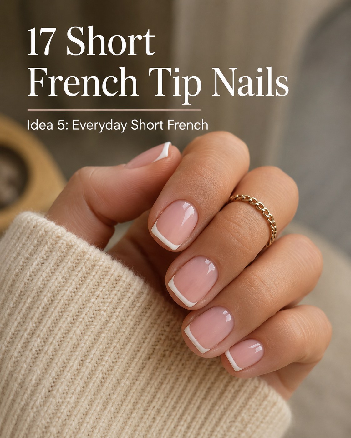 Everyday short french tip nails with a subtle hairline white edge for low-maintenance wear