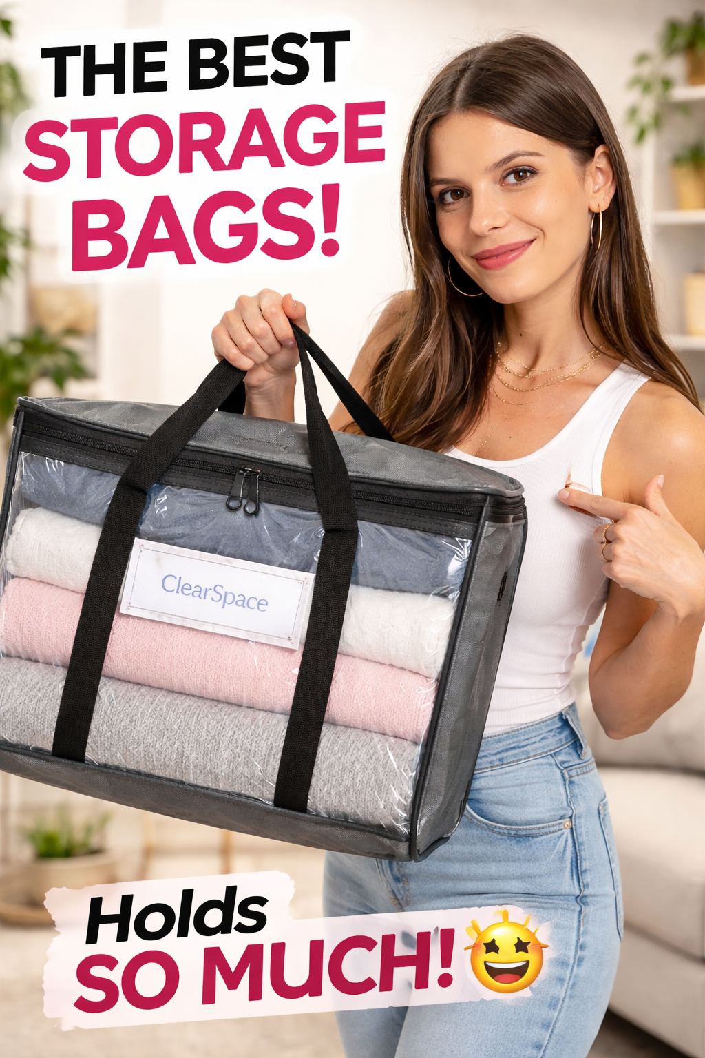 7. ClearSpace Clear Storage Bins with Lids or Moving Bags (Backpack Straps, Heavy Duty) for Hands-Free Transport