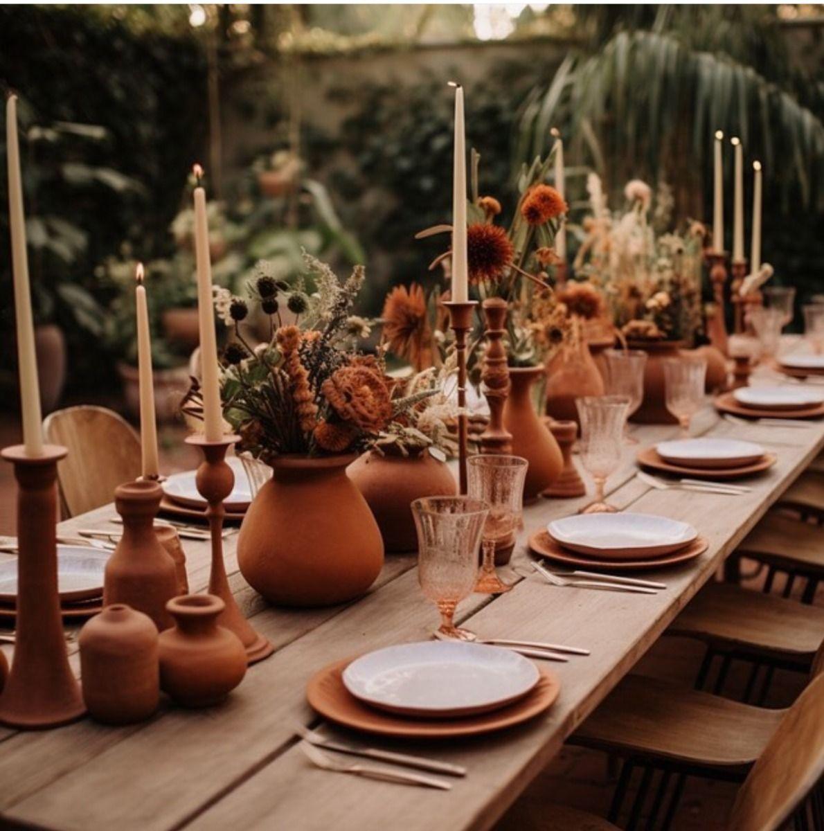 Terracotta wedding palette with clay decor