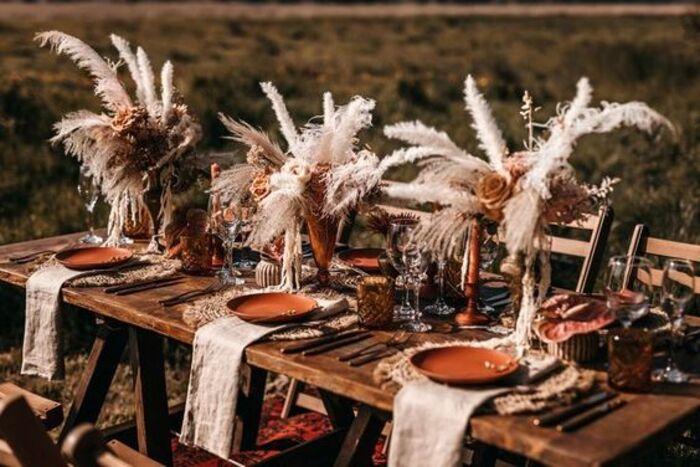 Terracotta cream boho wedding decor