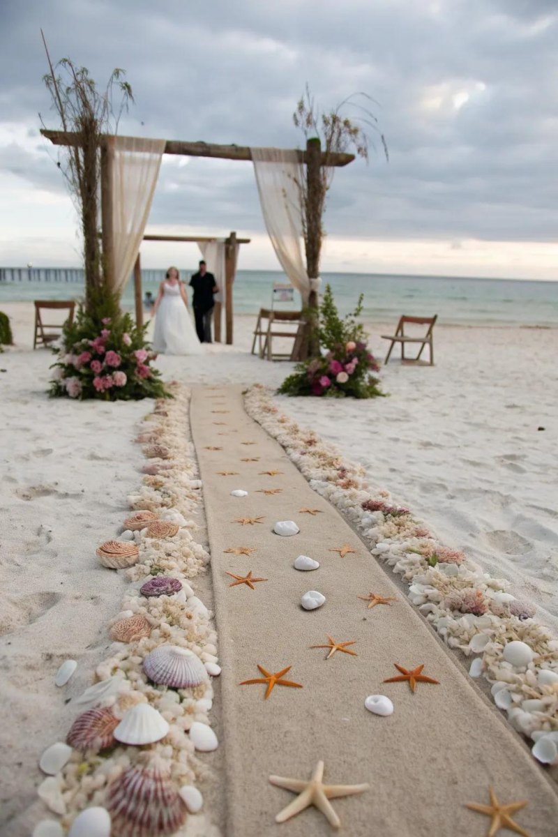 Natural beach elements wedding decoration