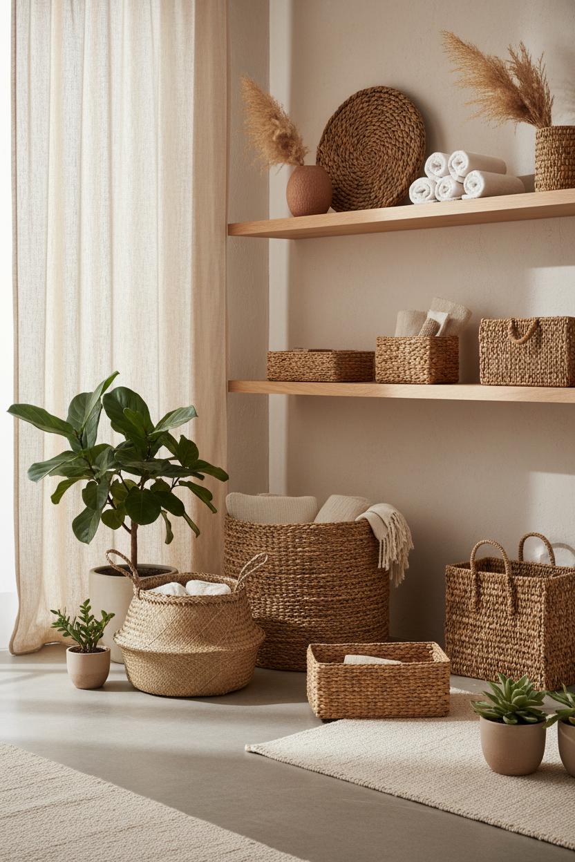 Woven baskets boho storage